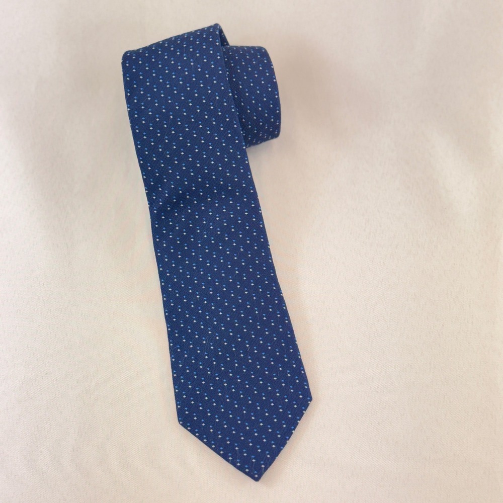 T.M. Lewin Necktie Mens Navy‎ Blue Geometric Silk Dotted Business Formal Classic